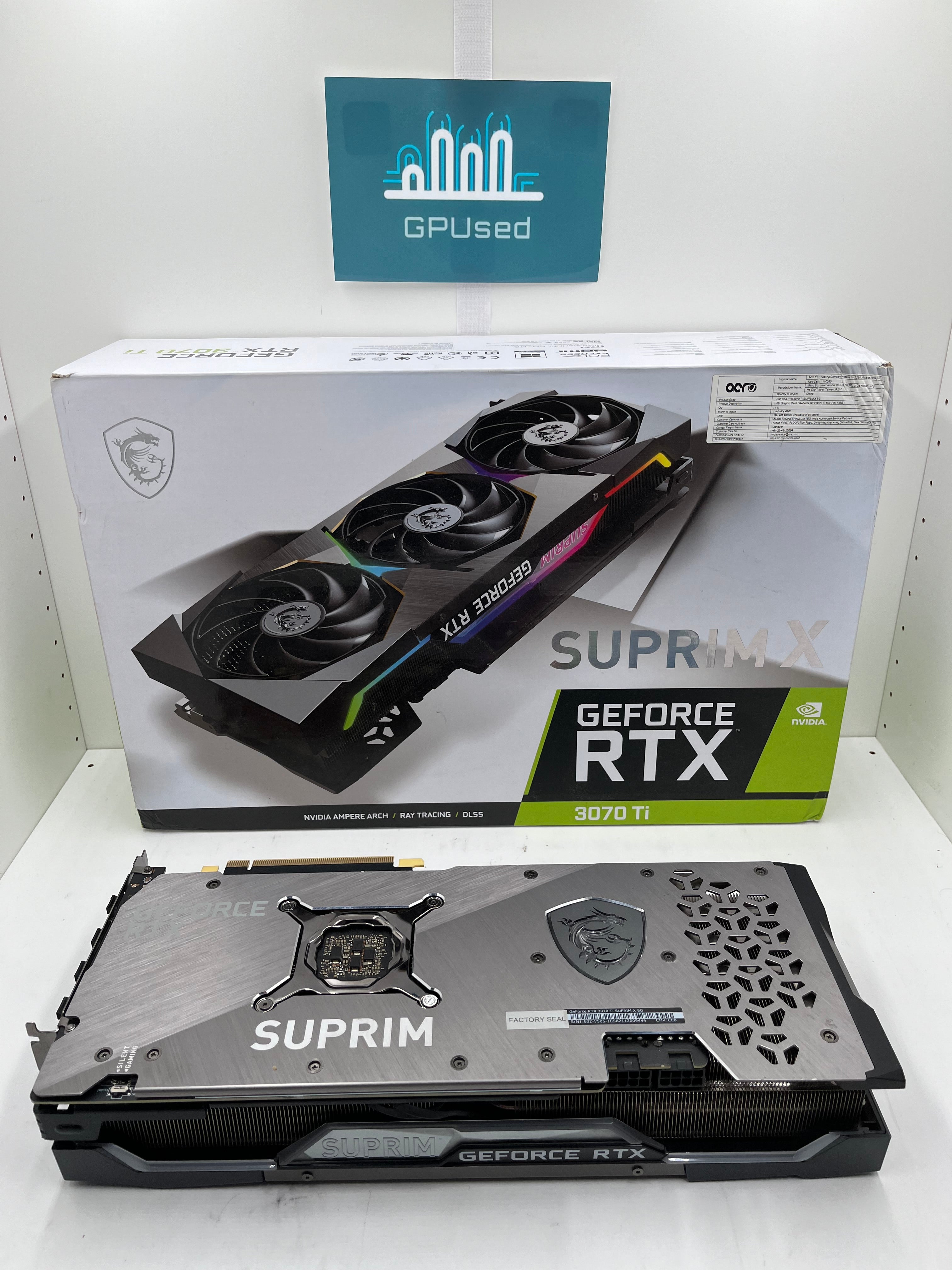 MSI Nvidia GeForce RTX 3070 Ti Suprim X 8GB GDDR6X - A - 10% Off (Was £299.99)